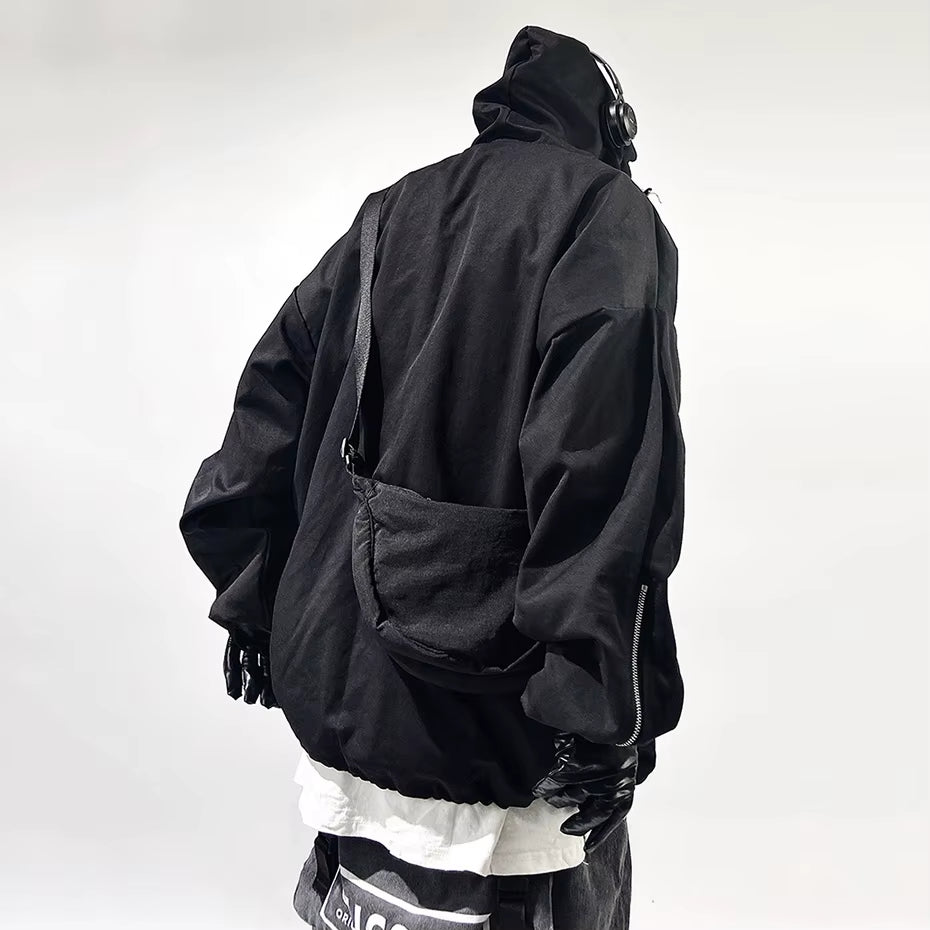 Fashion Techwear Jackets Hooded Cargo Coat Zipper Pockets Pullover Men'S Jacket Hip Hop Harajuku Streetwear Oversized Man Jacket