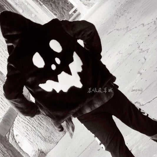 Autumn and Winter Fashion Hip-Hop Trend Skull Loose Hooded Jacket American Street High-Quality Casual Plush Warm Jacket for Men