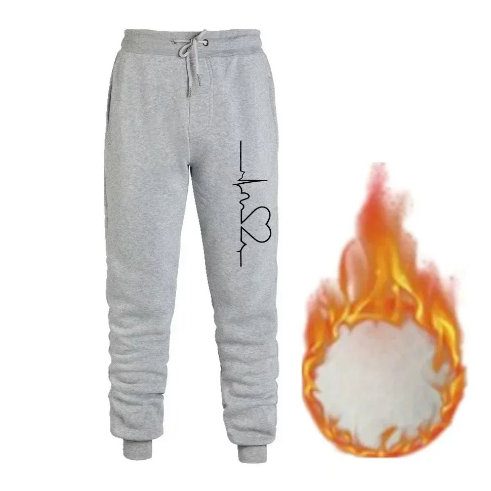 2025 American Knitted Sports Printing Pattern Casual Solid Color Men'S Leggings with Loose and Versatile Drawstring Pants Pants