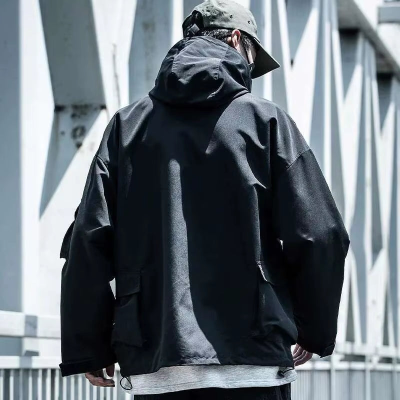 Spring Autumn New Tactical Dark Men'S Tide Loose Fashion Brand Ins Jacket Pockets Hooded Techwear Chic Hooded Coats HK0821