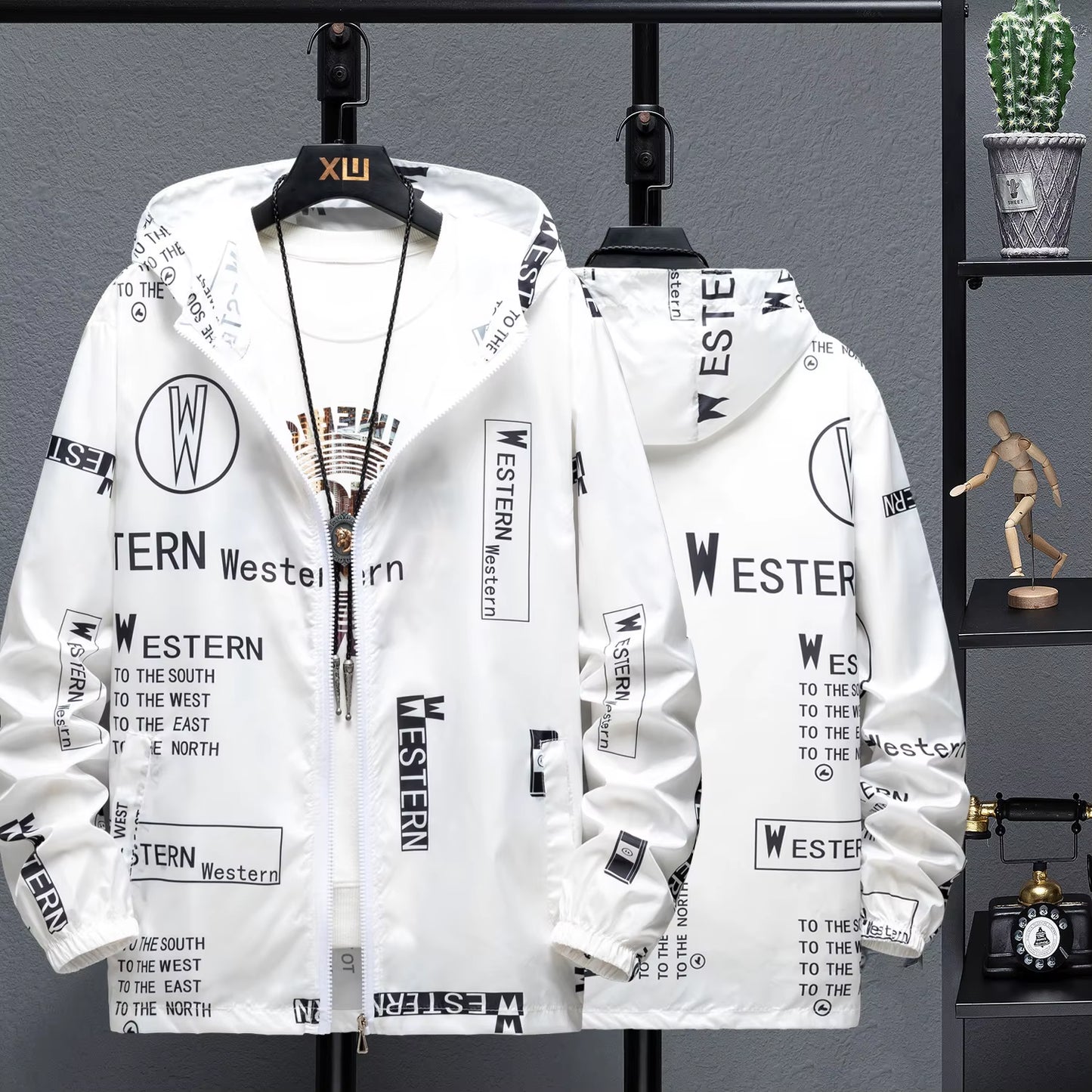 2024 Summer New Outdoor Sports Jacket, Daily Casual Fashion Letter Printed Jacket, Windproof and Waterproof Clothing