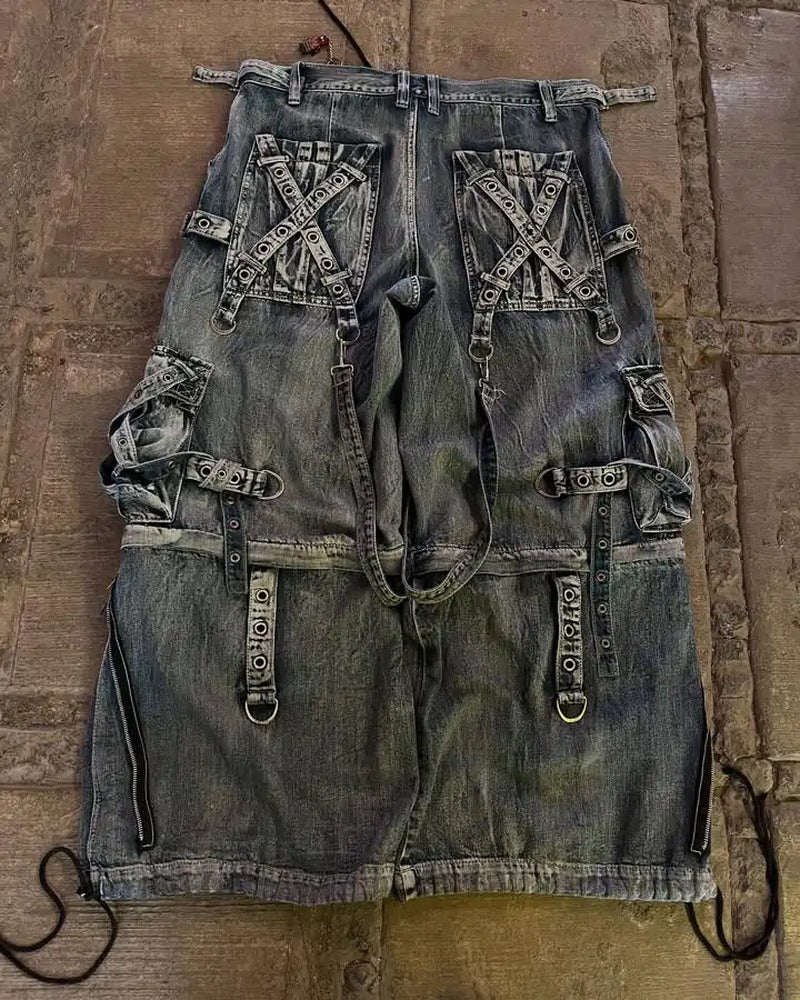 Streetwear Heavy Jeans Y2K Clothing Men Women Hip Hop Retro Pockets Baggy Cargo Pants Baggy Jeans Low Rise Wide Leg Trousers