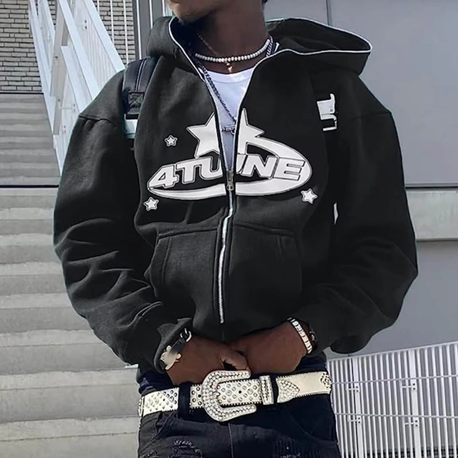 Zip up Hoodies Cardigan Hooded Warmth Sweatshirt Aesthetics Letter Print Trend Casual Hip Hop Y2K New Sweatshirts Men'S Clothing