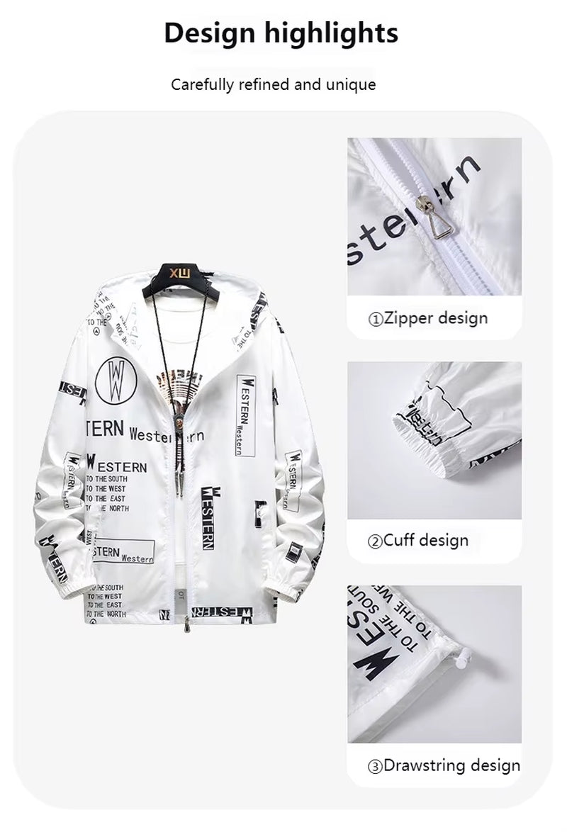 2024 Summer New Outdoor Sports Jacket, Daily Casual Fashion Letter Printed Jacket, Windproof and Waterproof Clothing