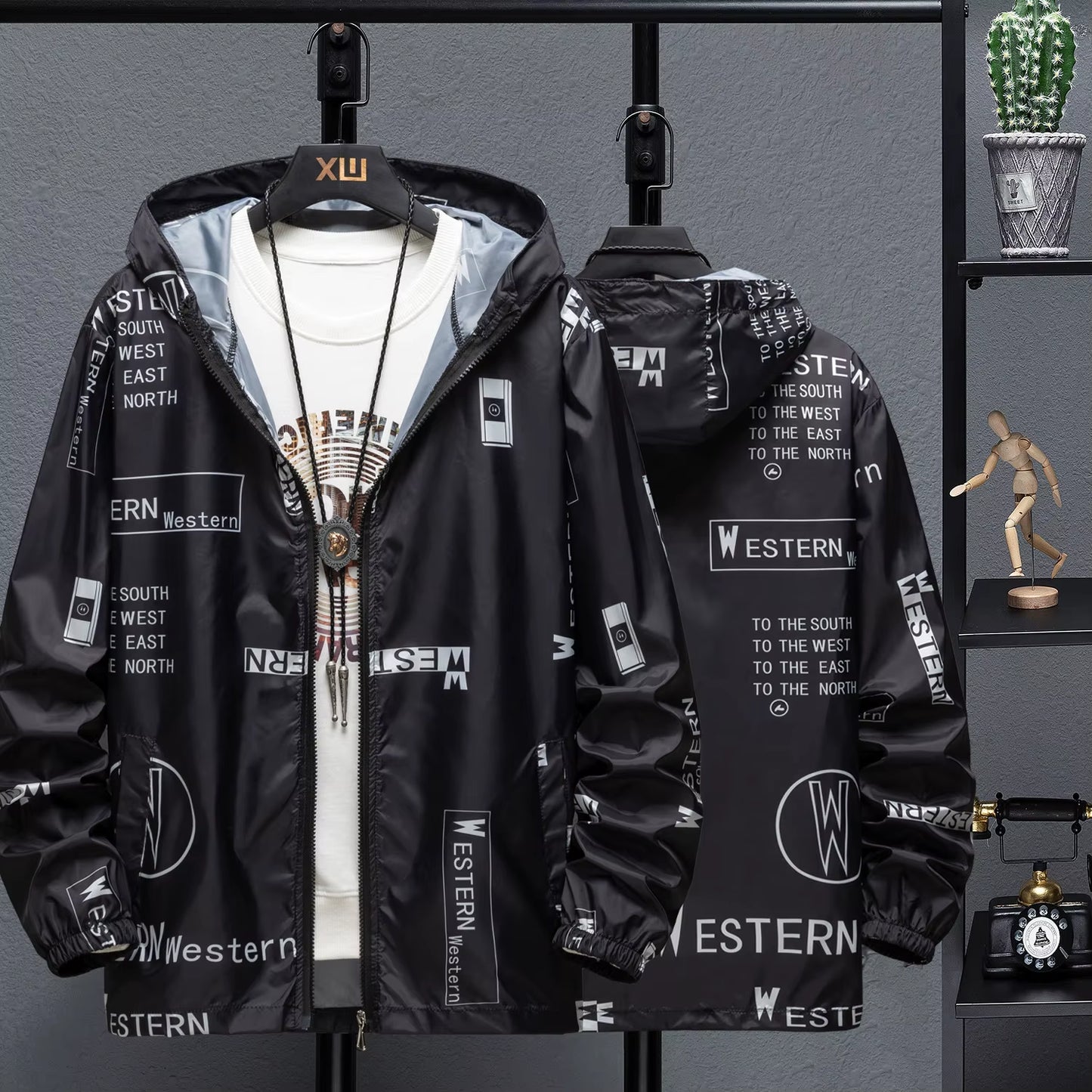 2024 Summer New Outdoor Sports Jacket, Daily Casual Fashion Letter Printed Jacket, Windproof and Waterproof Clothing