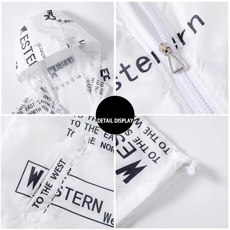 2024 Summer New Outdoor Sports Jacket, Daily Casual Fashion Letter Printed Jacket, Windproof and Waterproof Clothing